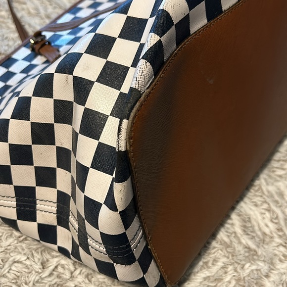Rare Michael Kors Navy Checkered Tote - Picture 8 of 10